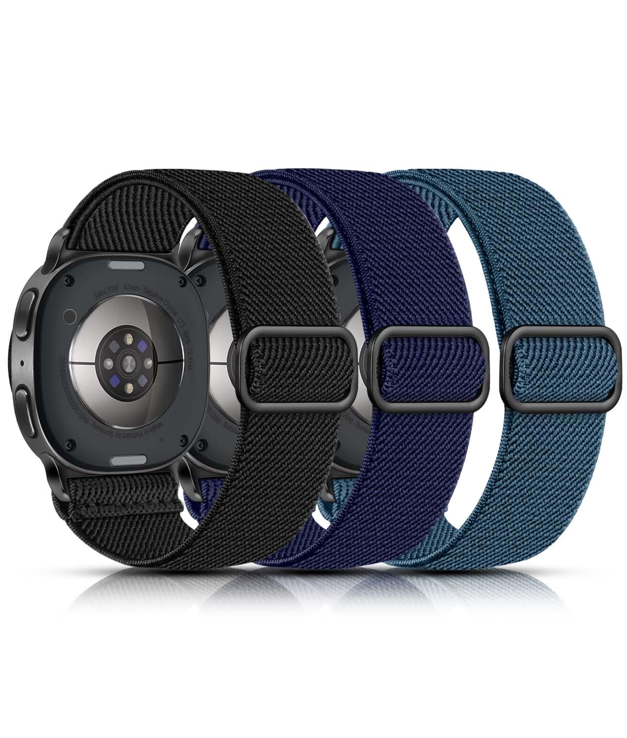 Lerobo Elastic Bands Compatible with Samsung Galaxy Watch 8 7 6 5 4 40mm 44mm/Galaxy Watch 8 Classic 6 4 Classic 43mm 47mm 42mm 46mm/5 Pro Band 45mm/Active 2,3 Pack 20mm Adjustable Nylon Sport Band