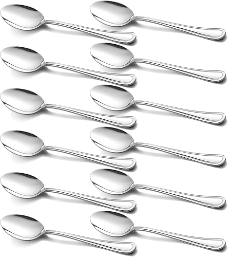 Miniatura 3 de E-far - Juego de 12 cucharaditas de acero inoxidable de 6.7 pulgadas para cocina o restaurante, no tóxicas y pulidas con espejo, fáciles de limpiar