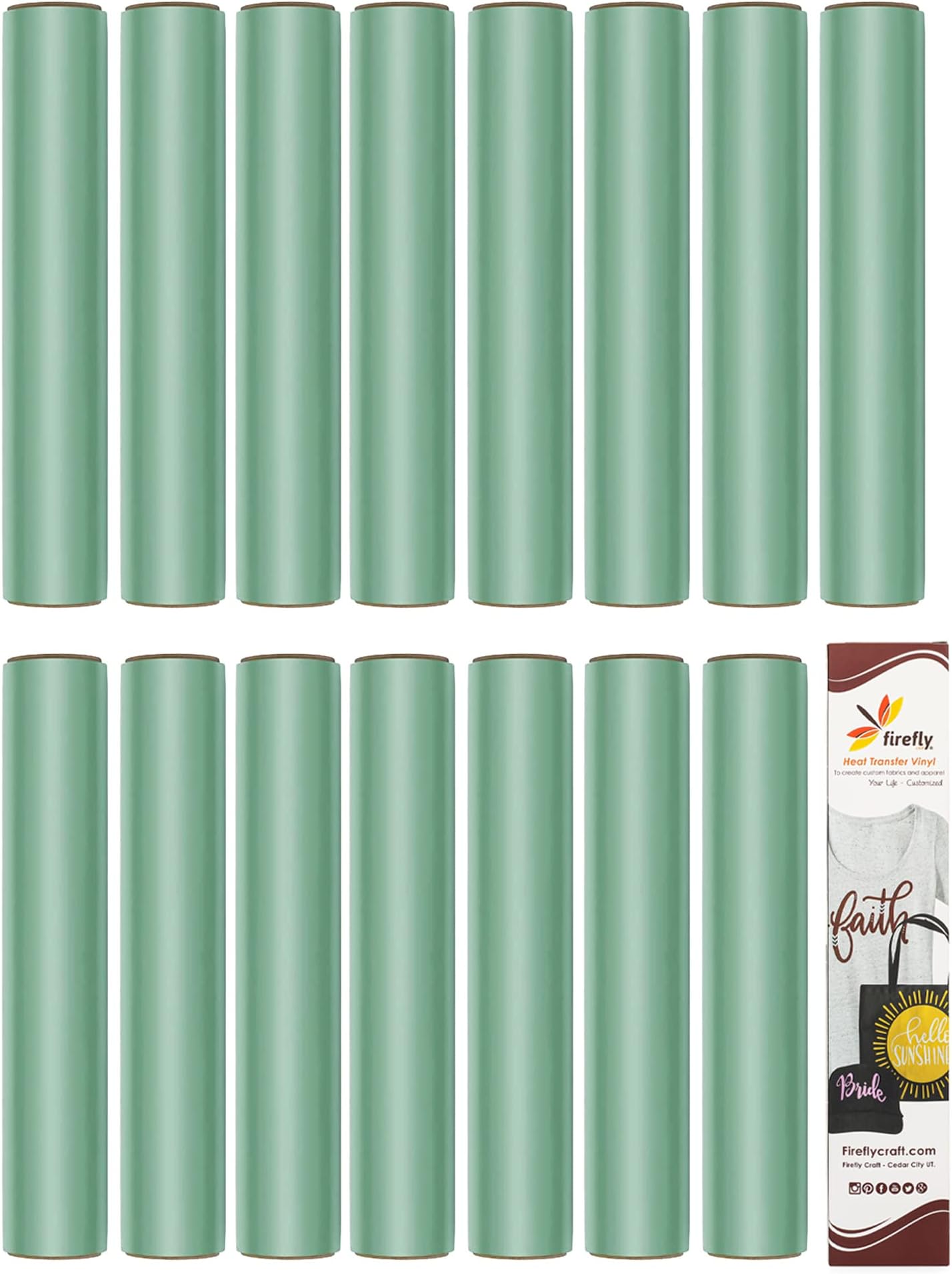 Regular Mint Green Heat Transfer Vinyl Bundle for Shirts-HTV Vinyl Bundle-Iron On Vinyl for Cricut and Silhouette Transfers-Iron on Vinyl Sheets-15 Sheets per Pack (12" x 20" Each)