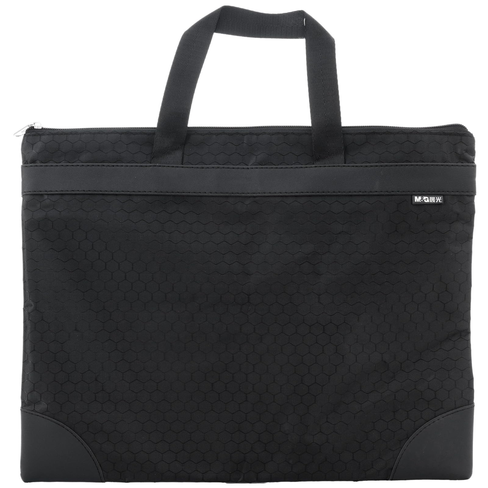 M&G 12x15 in Large Zipper Pouch with Handle, A4 Foldable Lightweight Waterproof Oxford Document Storage Bag, File Organizer for Office Travel Books