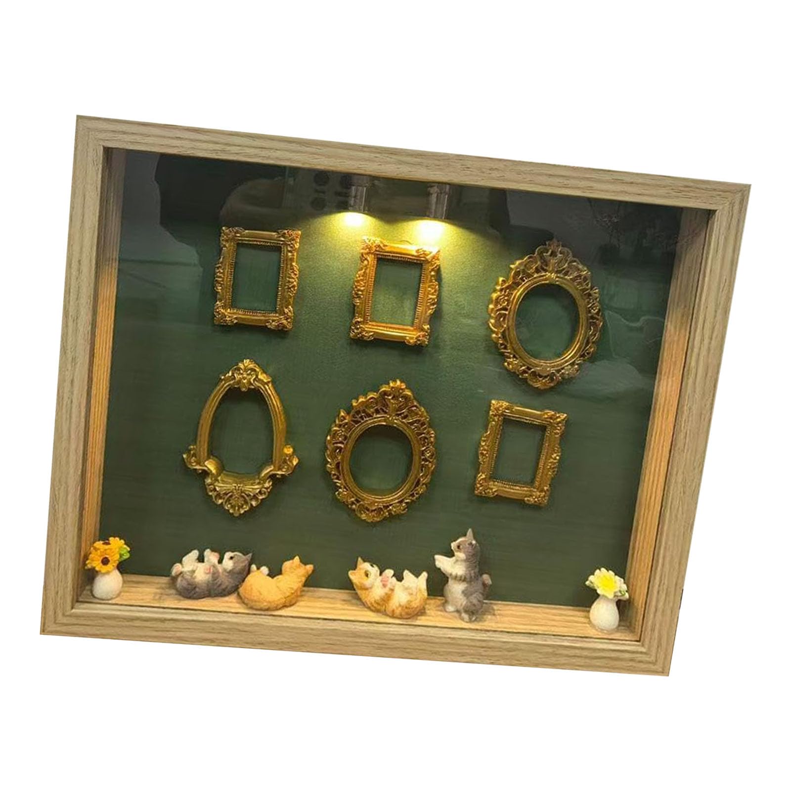 Elnwnnkc Diys Minis Museums Silhouetted Box, Shadows Box Frame Display Case, Personalize Photo Shadows Display with Figurine Personalize Diys Photo Memory Case