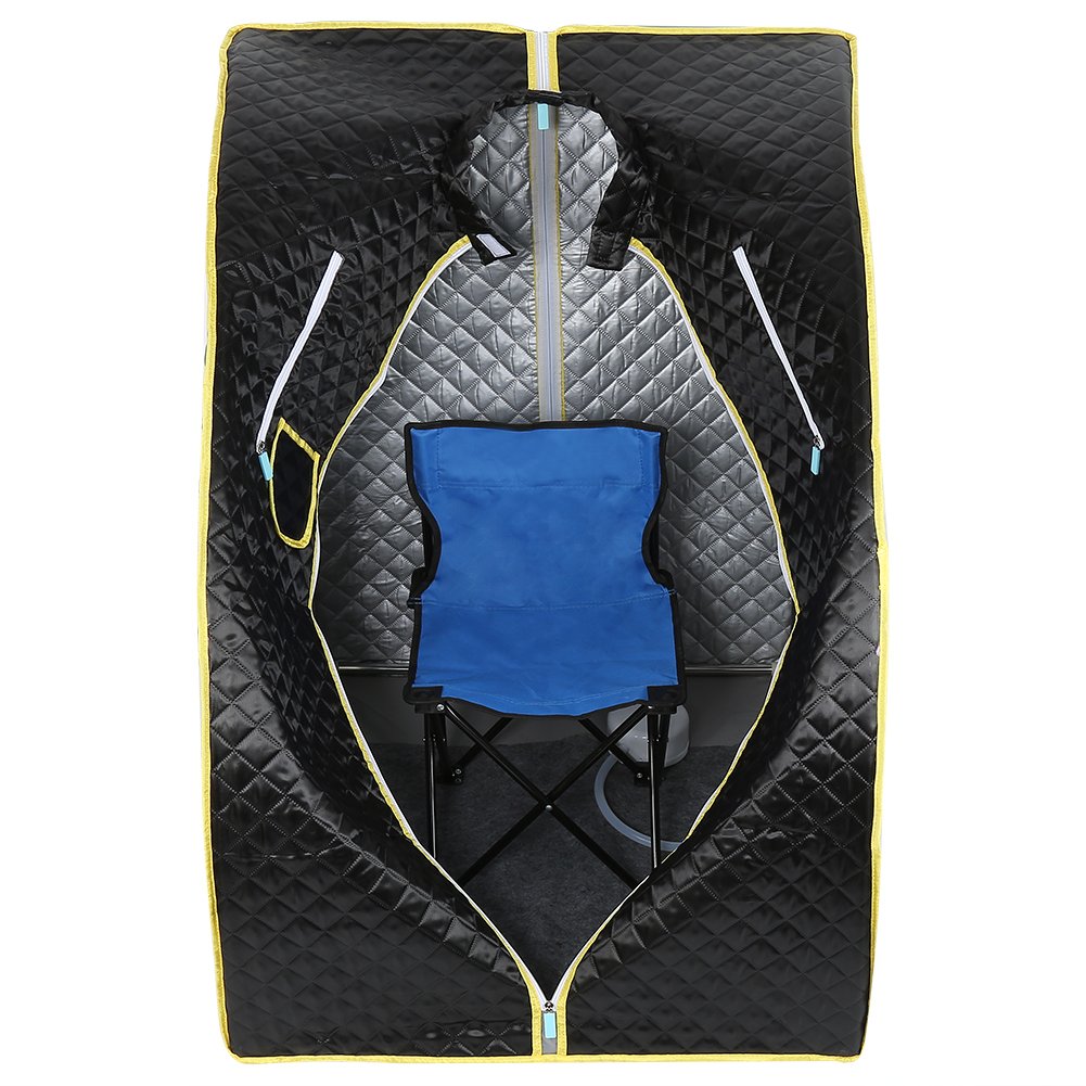 Sauna a Vapore Portatile, Bagno di Vapore Spa con Sedia da Casa, Telecomando, pour Bellezza,Alleviar (Nero)