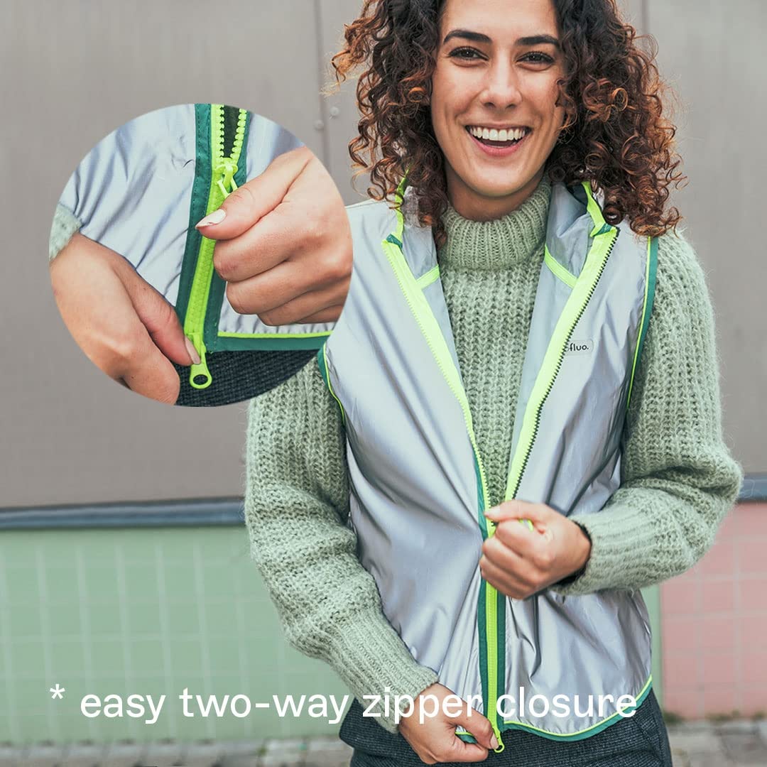 gofluo. Darknight Gilet réfléchissant – Darkjacket – Fluo Neon – Gilet de sécurité – Gilet réfléchissant – visible dans l'obscurité pour les randonneurs, le jogging, le vélo, la moto – Gris