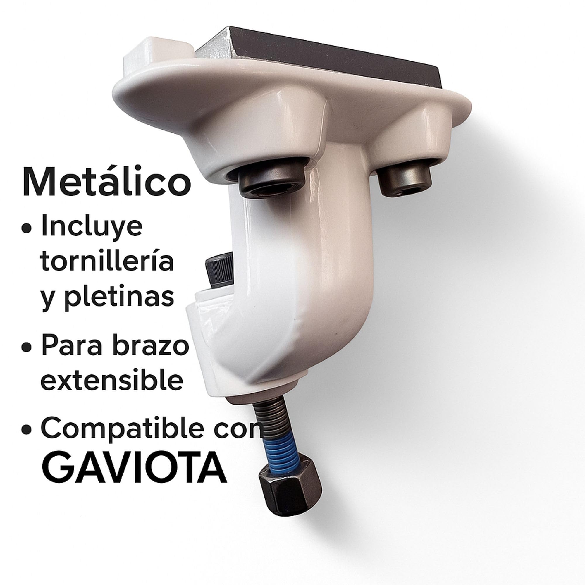 Teletoldo – Soporte Inferior de Brazo Extensible para Toldo ● Juego Completo con Pletinas, Tornillos y Embellecedores ● Repuesto en Aluminio – Verifica Medidas