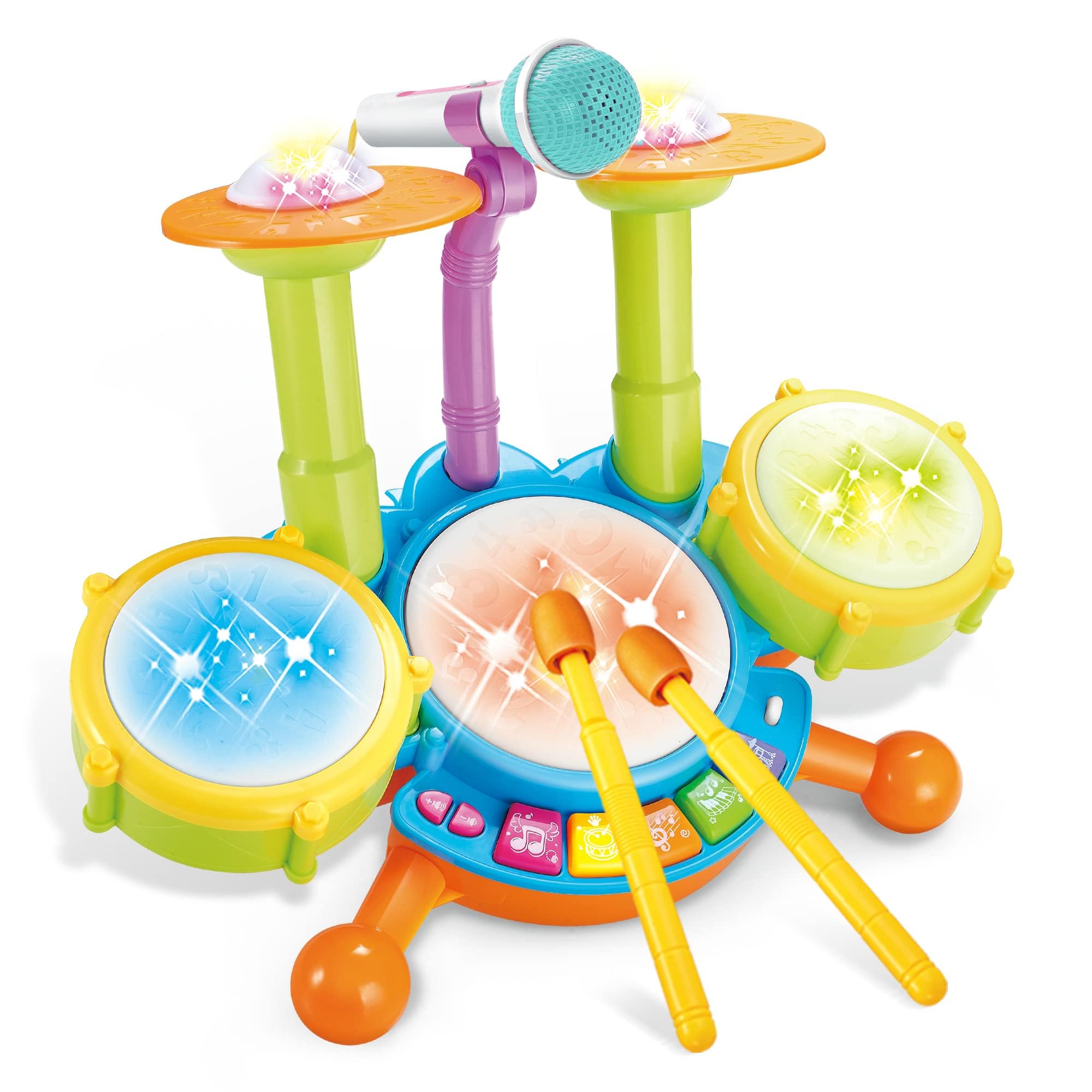Drum Set for Toddlers 1-3, Baby Drum Set with Microphone, Kid Toddler Drums Toys for 1 2 3 Year Old Boy Birthday Christmas for Babies Boy Girl 6 12 18 Month