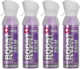 Boost Oxygen Medium Calm Lavender Aroma 5L Canister | Respiratory Support for Aerobic Recovery, Altitude, Performance & Health (4 Pack)