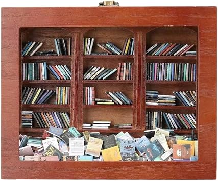 Mini Bookshelf Relaxer 300pcs Mini Books, Shake Off Stress Mini Bookshelf Decoration for Tranquil Moments