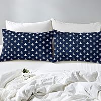 Vista 3 de Erosebridal Juego de ropa de cama con temática náutica funda de edredón con estampado de barco marinero azul oscuro microfibra suave decoración