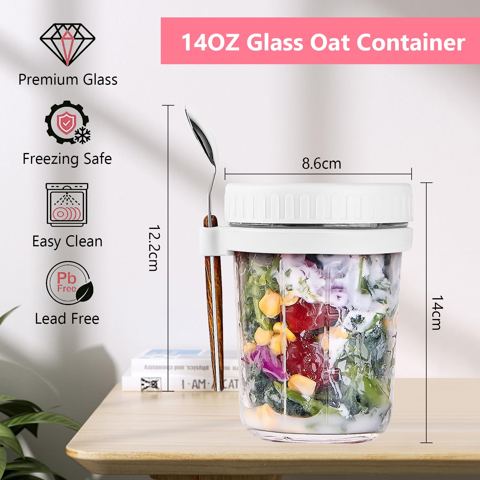 2 Pcs Yogurt Cups to Go,Muesli to Go Cup,450ml Leakproof Overnight Oats Glasses with Spoon and Handle,Dessert Glass Glass with Lid,Meal Prep Glass,Storage Boxes for Work, School, Kiga (B 2 Pcs Yogurt Cups to Go,Muesli to Go Cup,450ml Leakproof Overnight Oats Glasses with Spoon and Handle,Dessert Glass Glass with Lid,Meal Prep Glass,Storage Boxes for Work, School, Kiga (B