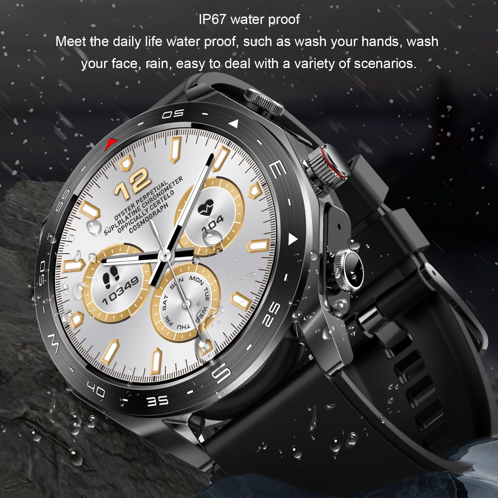Fabater Reloj Inteligente con Auriculares, Reloj Deportivo IP67 Impermeable | Pantalla HD 360×360 px, 60 Hz y 341 ppi; auriculares BT, clima y deporte, Responder y Realizar Llamadas, for Uso Deporte