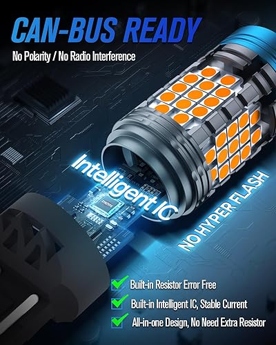 Miniatura 2 de evntyps 7440 7443 Bombilla LED ámbar, 7443NA 7444 7444NA Bombilla LED de señal de giro con resistencia incorporada, CANBUS sin errores, bombilla