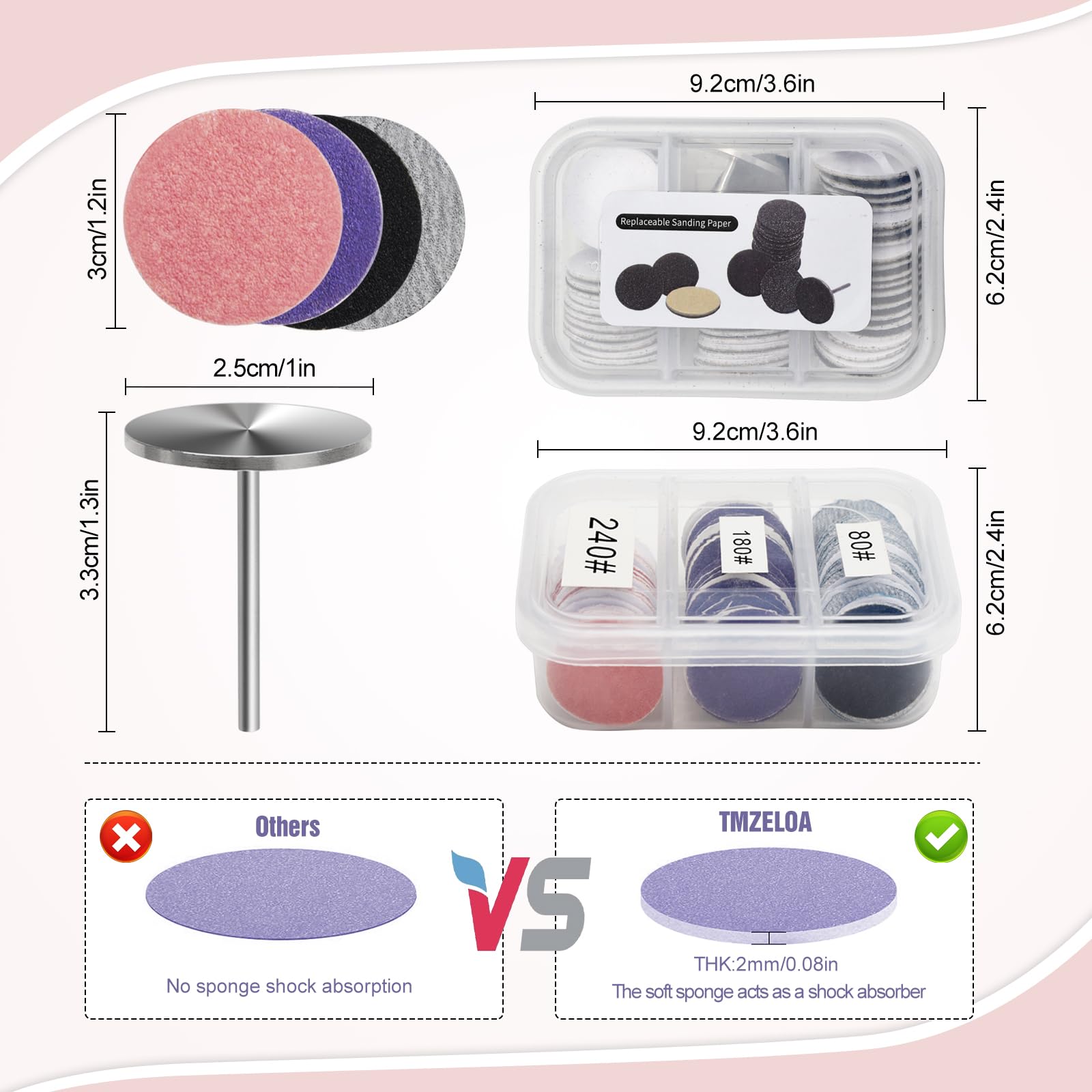 Kit Pedicura Eléctrico – 120 Discos Abrasivos 25mm con 2 Brocas para Torno – Capuchones para Torno de Uñas, Accesorios para Cuidado de Pies, Uso en Casa o Salón