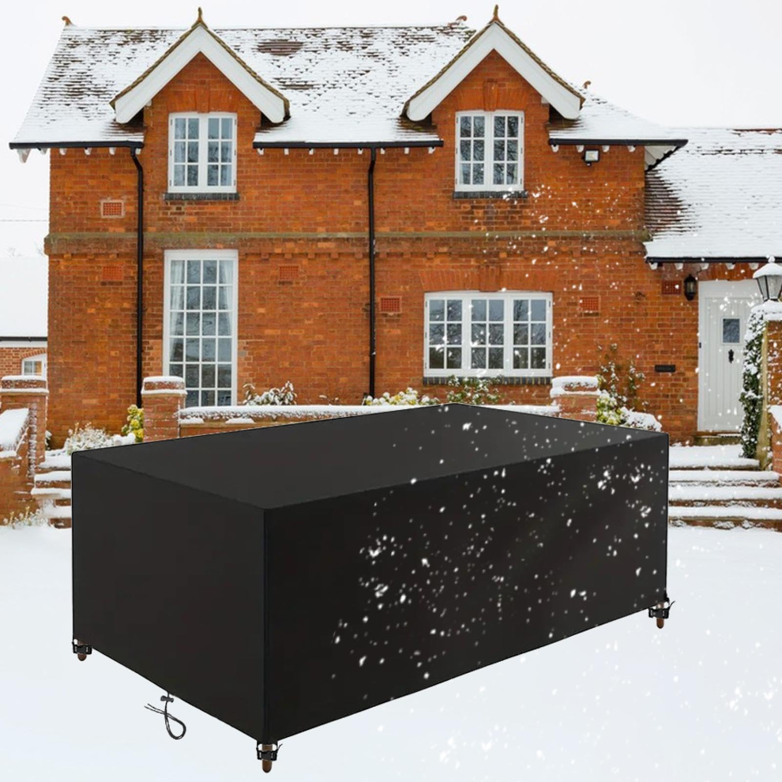 Fundas Para Muebles De Jardin Funda Impermeable Para Muebles De Exterior, 170 X 70 X 110 Cm, Tela Oxford 420D, Anti UV, Ratán Negro, Funda Para Muebles De Patio, Caja De Almacenamiento