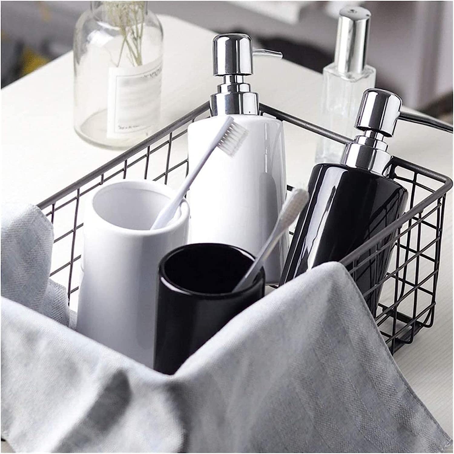 Juego de Baño Cerámica 3 Piezas con Bandeja 300ml/10oz
