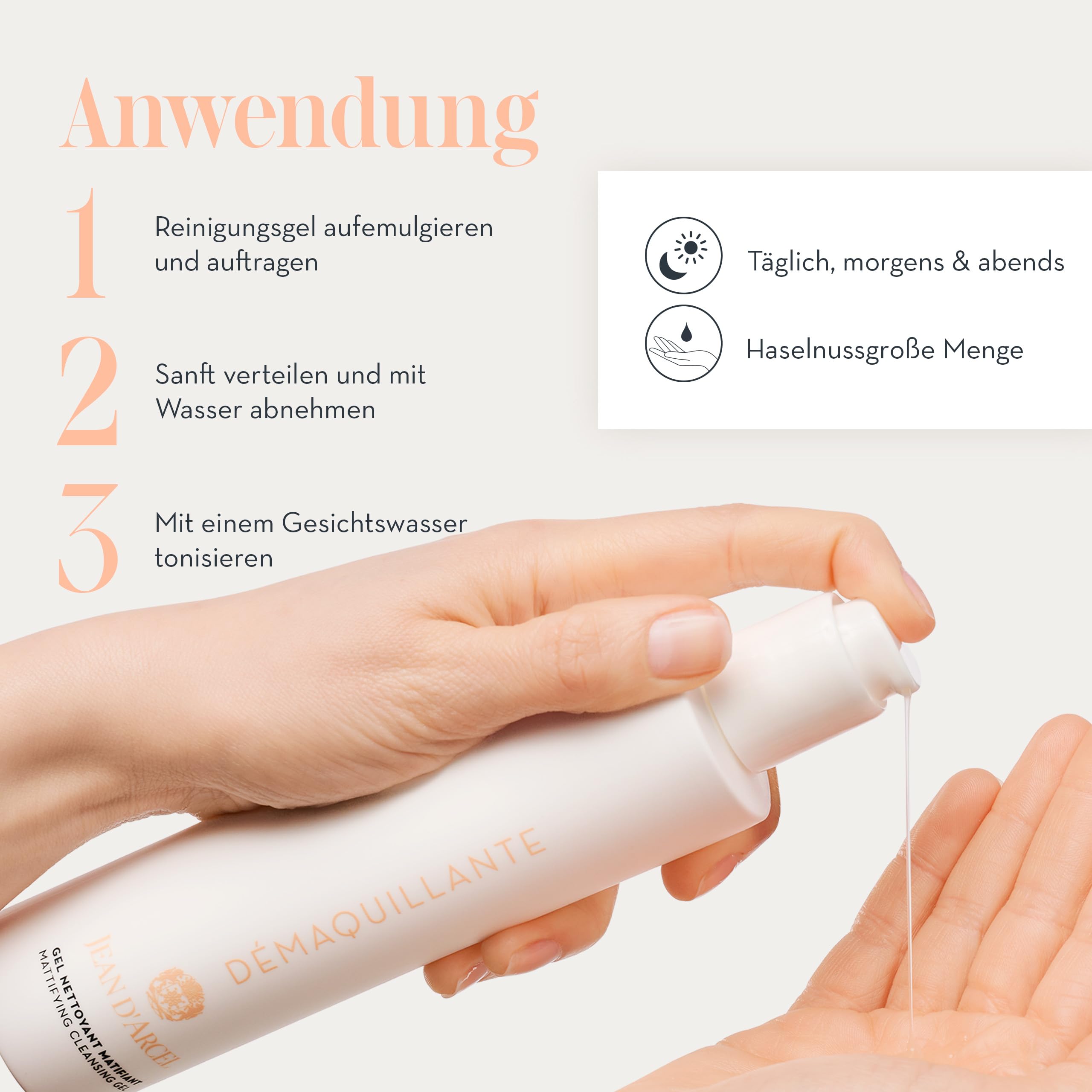 JEAN D'ARCEL DÉMAQUILLANTE Gel nettoyant matifiant – Gel de lavado antiespinillas contra poros grandes y piel grasa – Con niacinamida – Gel limpiador Mattifying – 200 ml
