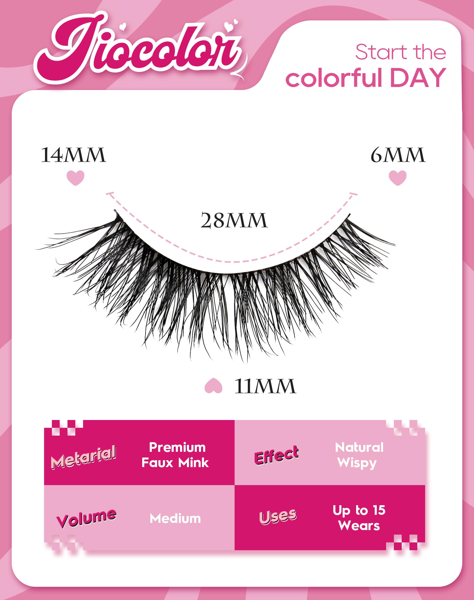 Mink Lashes Natural Look Wispy Eyelashes Short Wispy False Lashes 9mm 3D Strip Fake Eyelashes C Curl Eye Lashes 7 pairs S2