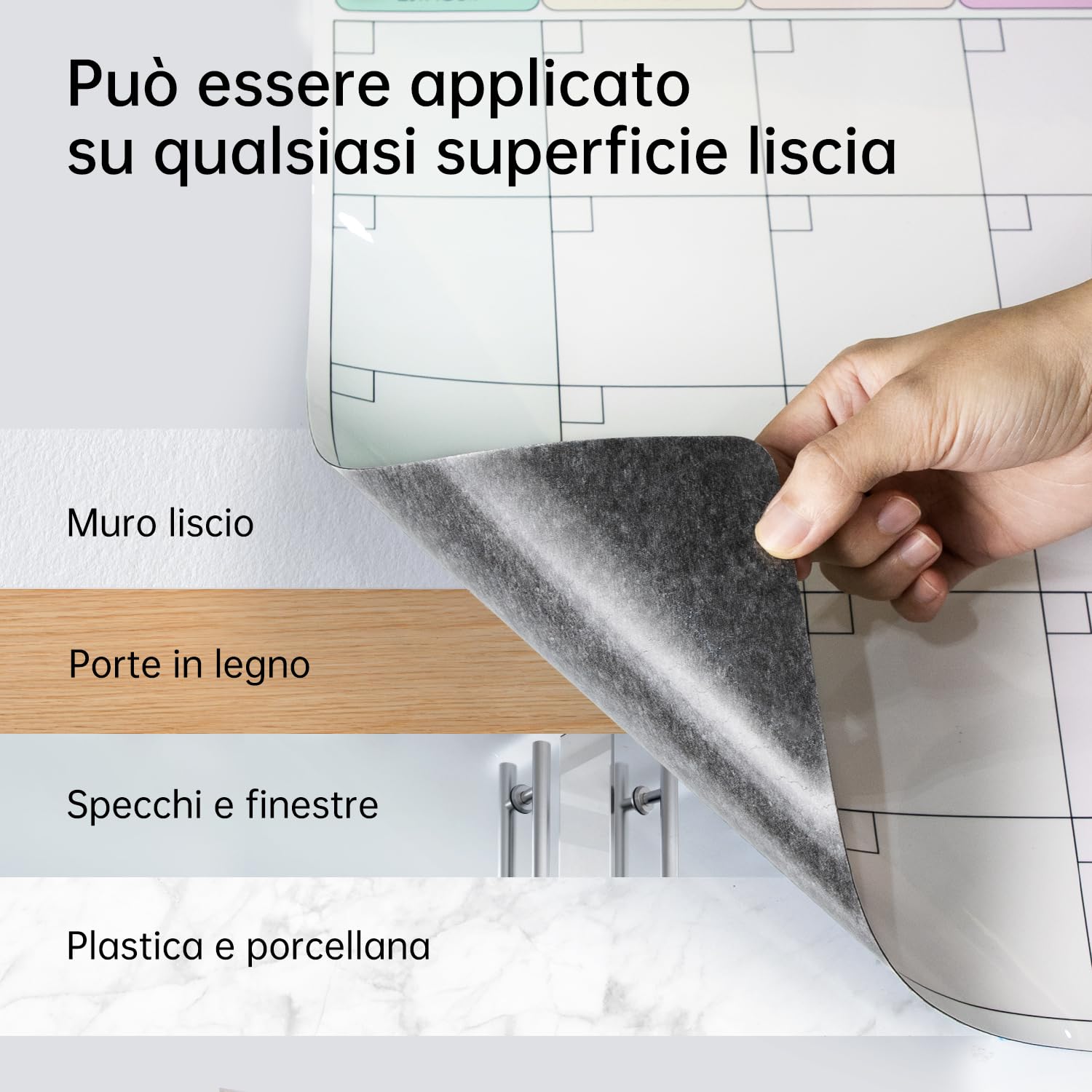 Lavagna Bianca Adesiva Mensile 60x40cm POPRUN - Calendario Familiare Cancellabile Per Parete - Foto 5