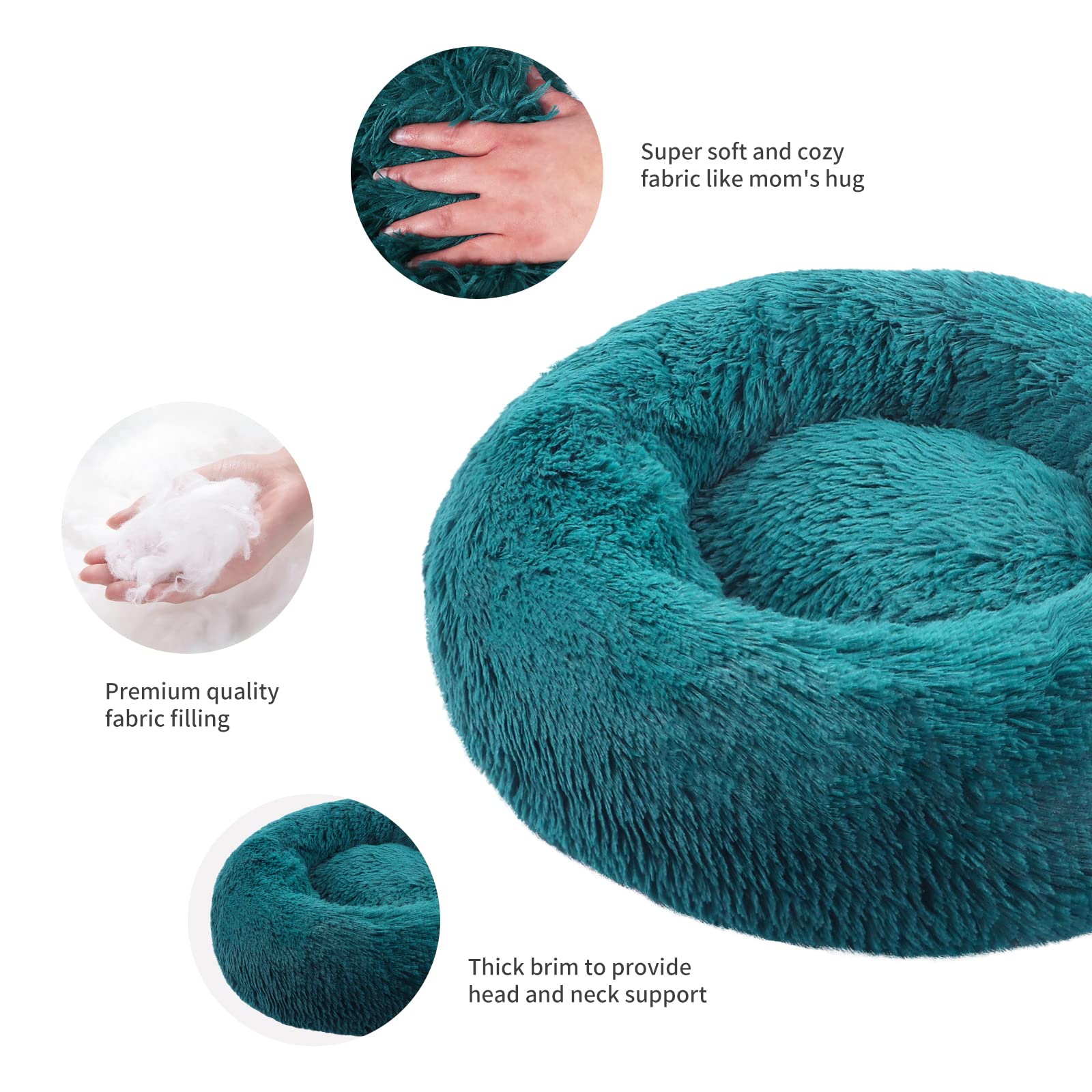 BVAGSS Soft Cuscini Letti Letto per Animali Rotondo Caldo Morbido soffice Peluche Sleeping Sofa per Gatti e Cani XH034 (Diameter:50cm, Cyan)