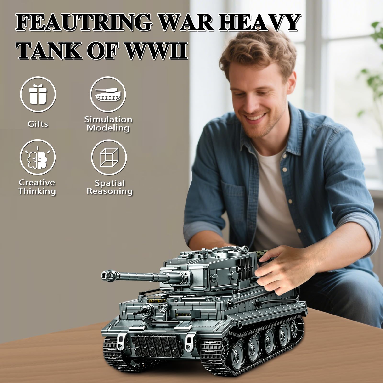 Juego de bloques de construcción de tanque de tigre militar, 1668 piezas, tecnología WW2, juguete de construcción 1:28, tanque de combate, modelo de carro de combate, coleccionable, regalos para