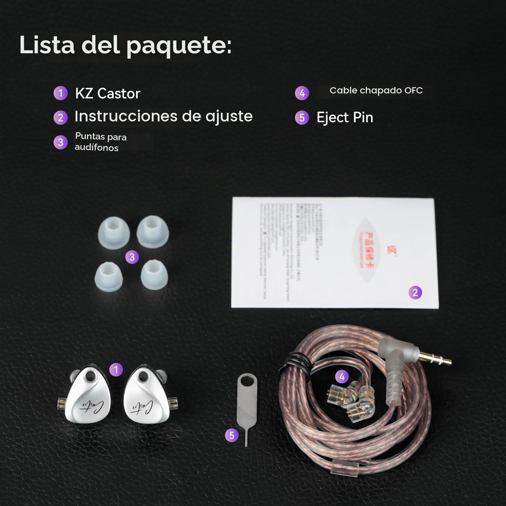 keephifi KZ Castor - Auriculares intraurales con Monitor de oído, Cable Desmontable de 2 Pines, Controlador de Doble dinámico, Auriculares intraurales mejorados de Alta fidelidad, afinación de Sonido
