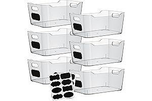 Plastic Clear Storage Bins with Labels and Marker for Closet Organization