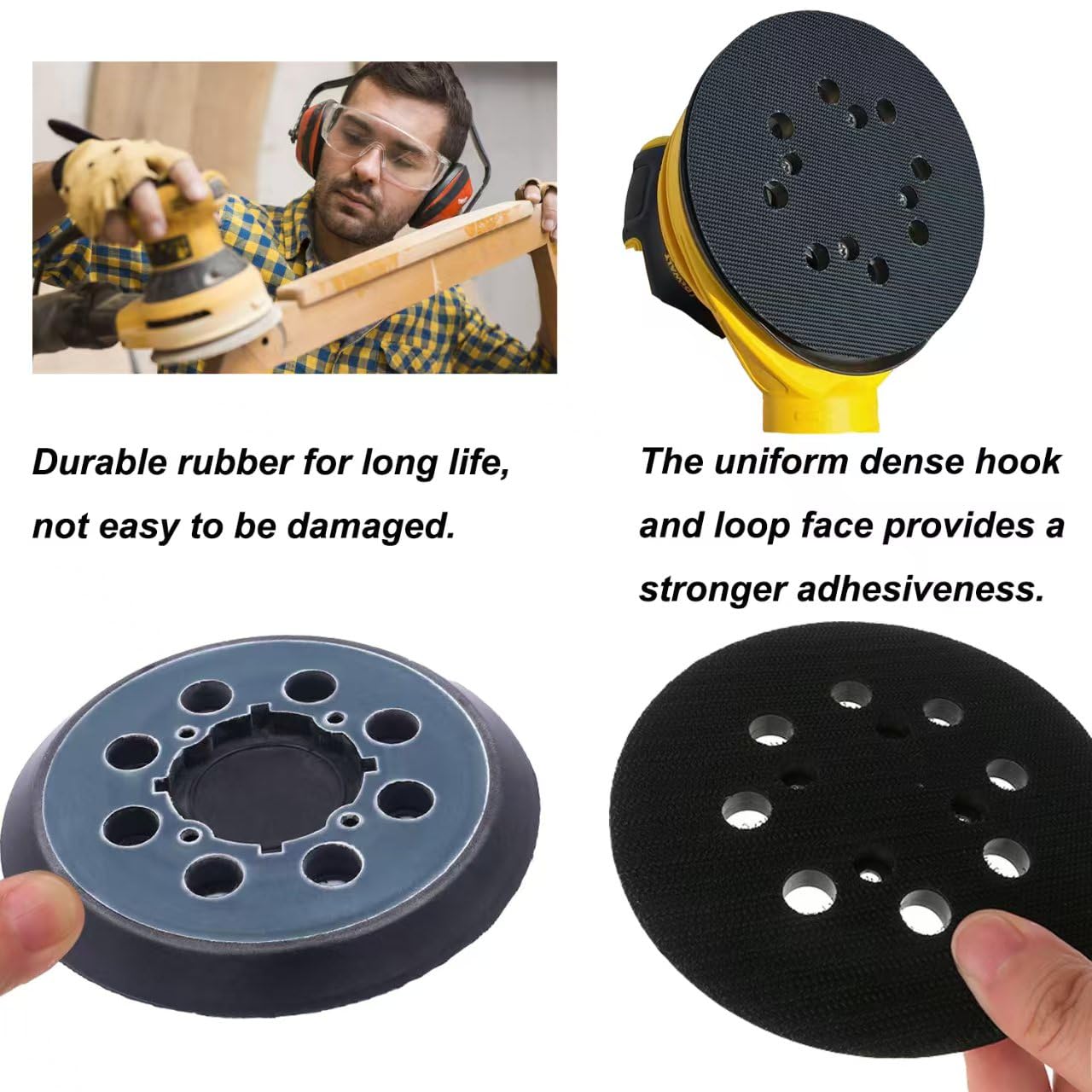 2 Pack Sander Pad for Dewalt, 5 inch 8 Hole Hook and Loop Replacement Orbital Sander Pad for DeWalt DWE6421 6421K DWE6423 6423K DCW210B