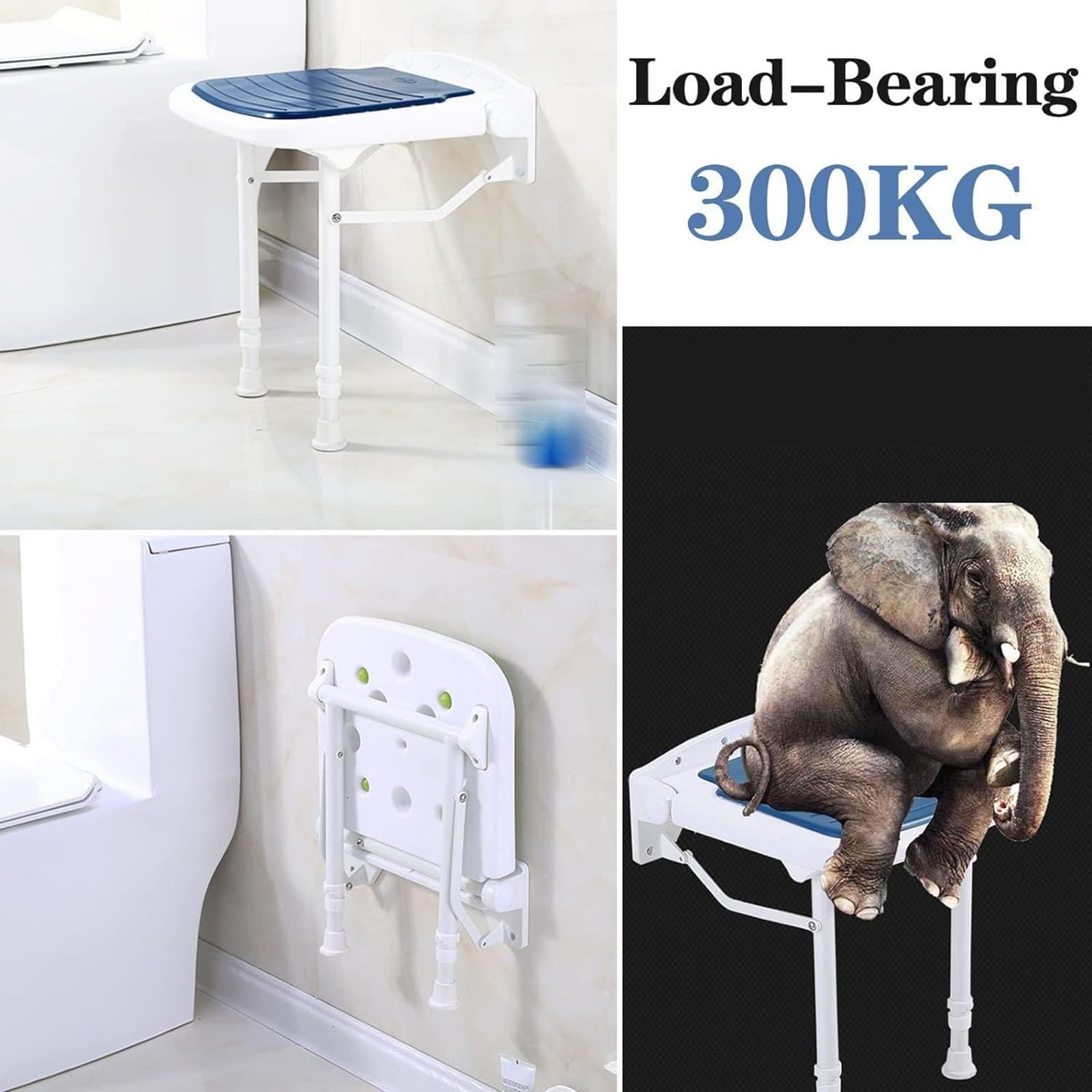 Taburete de Ducha Montado en la Pared Asiento de Ducha Abatible Impermeable Taburete de Baño para Personas Mujeres Embarazadas, Mayores o Lesionadas Sillas para Ducharse
