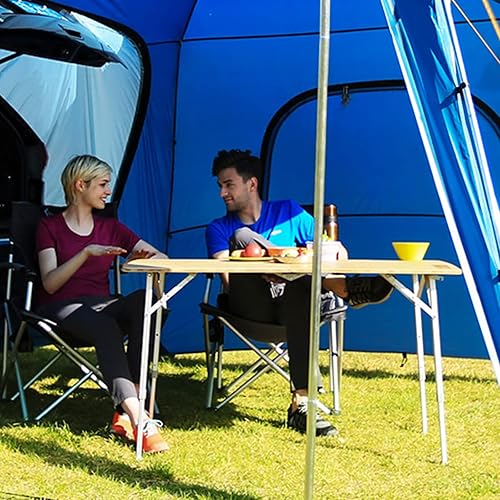 Miniatura 8 de KingCamp Mesa de camping plegable de bambú con patas de aluminio de altura ajustable, resistente, 176 libras, portátil para viajes, picnic, playa, 6