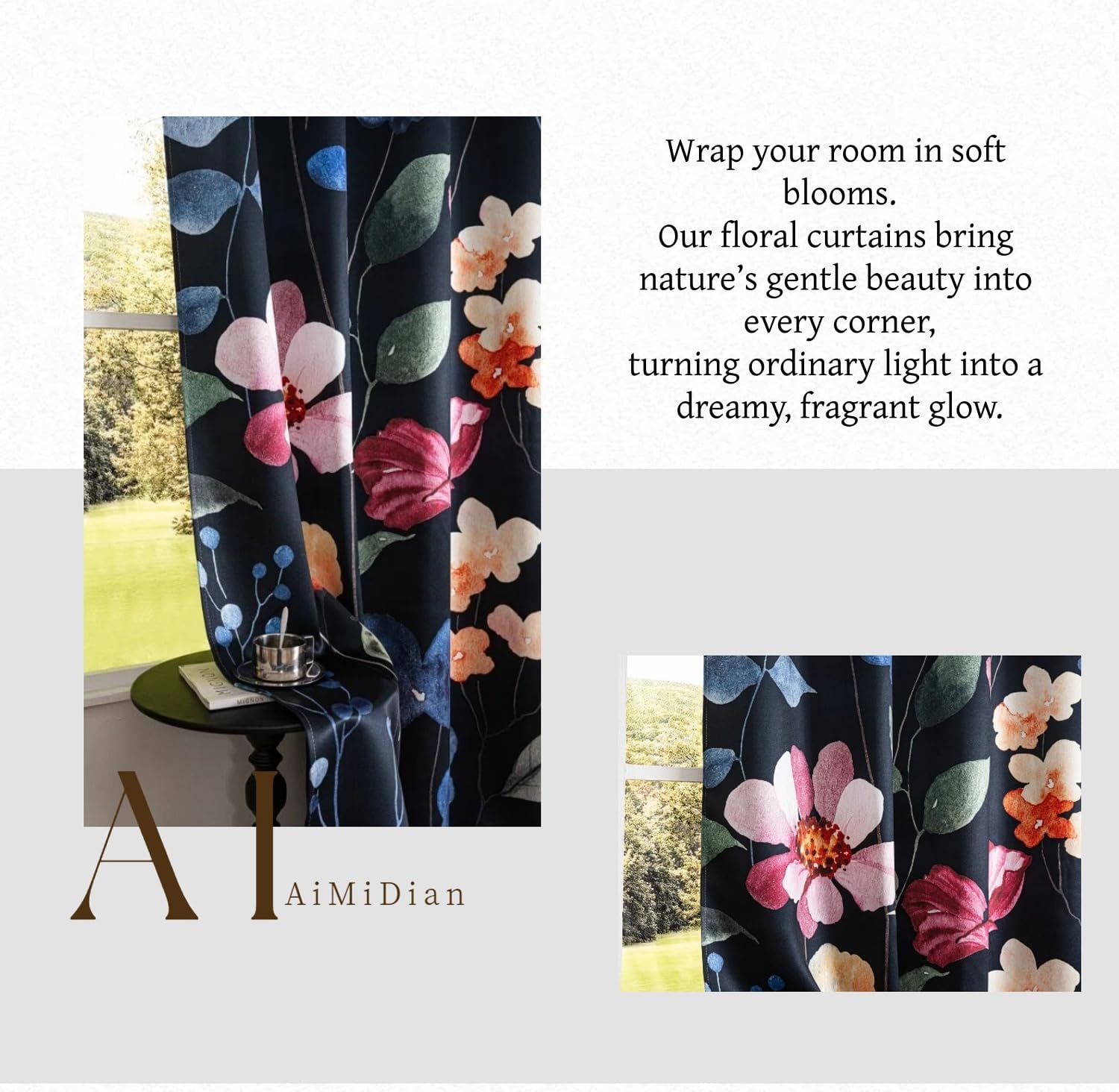 Floral Blackout Curtains 95 inch Length 2 Panel Set 52x96,Colorful Flower Rusitc Garden Pattern Print Room Darkening Thermal Insulated Drapes Window Curtains for Bedroom Living Room Decor