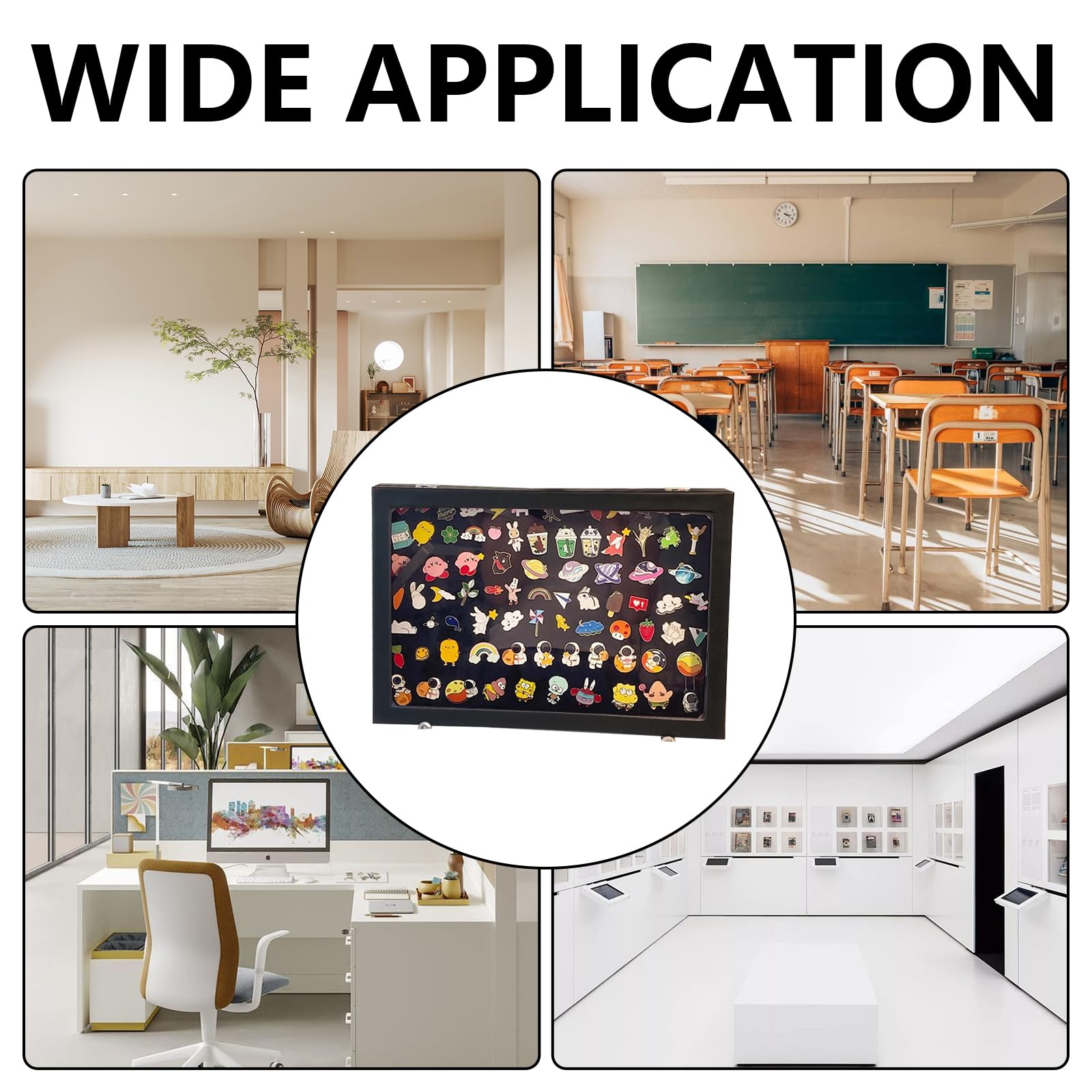 Présentoir à épingles, Présentoir à Badges 35x24x5cm Collectionneur D'épingles En Bois avec Fenêtre Transparente Vitrine Verrouillable pour épingle à Poitrine Médaille Badge Bijoux