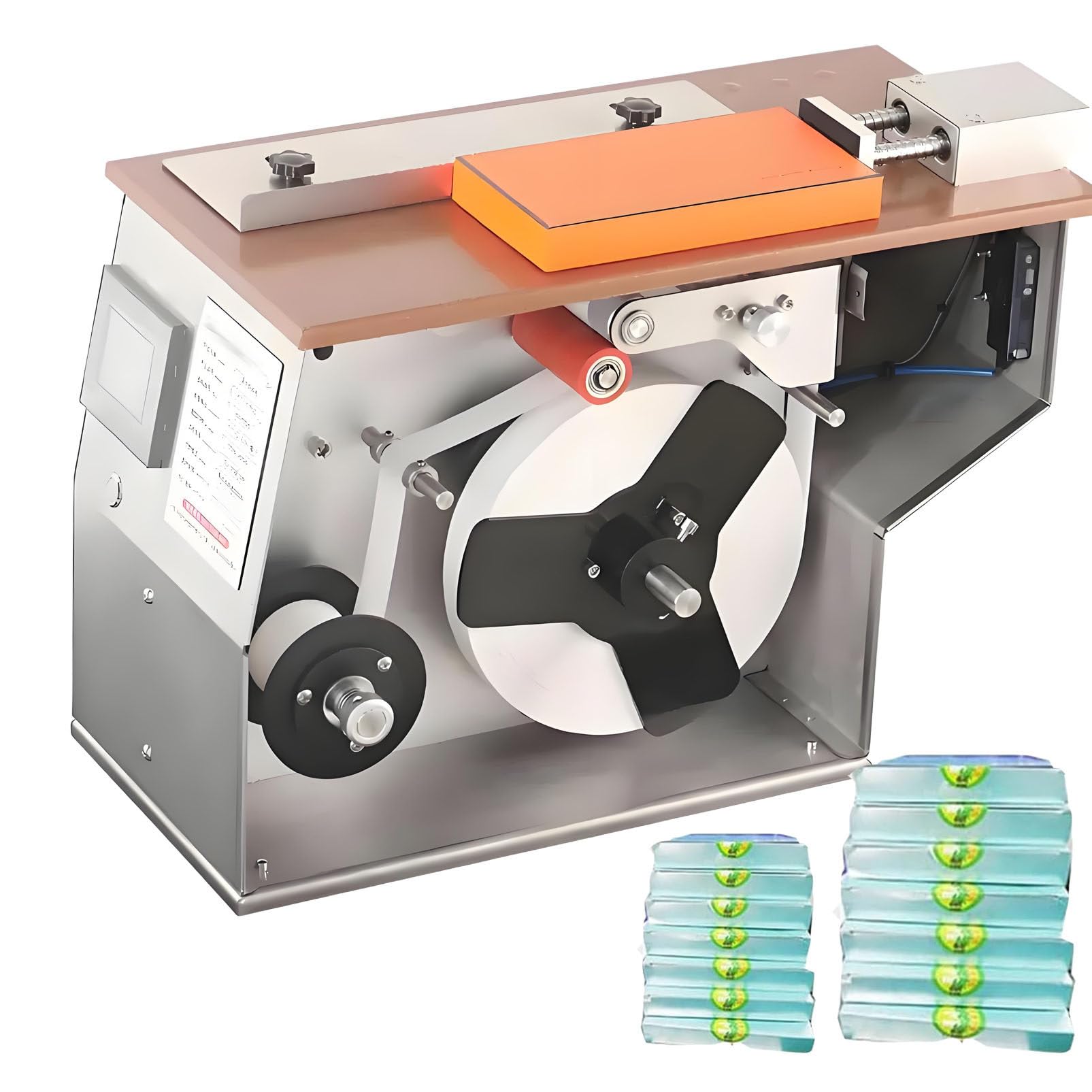 SICWEDIM Industrial Right Angle Labeling Machine, 200W 30-60 Labels/Min, PLC Touch Screen, for 50MM Wide Tamper-Proof Labels (35-75MM Core)