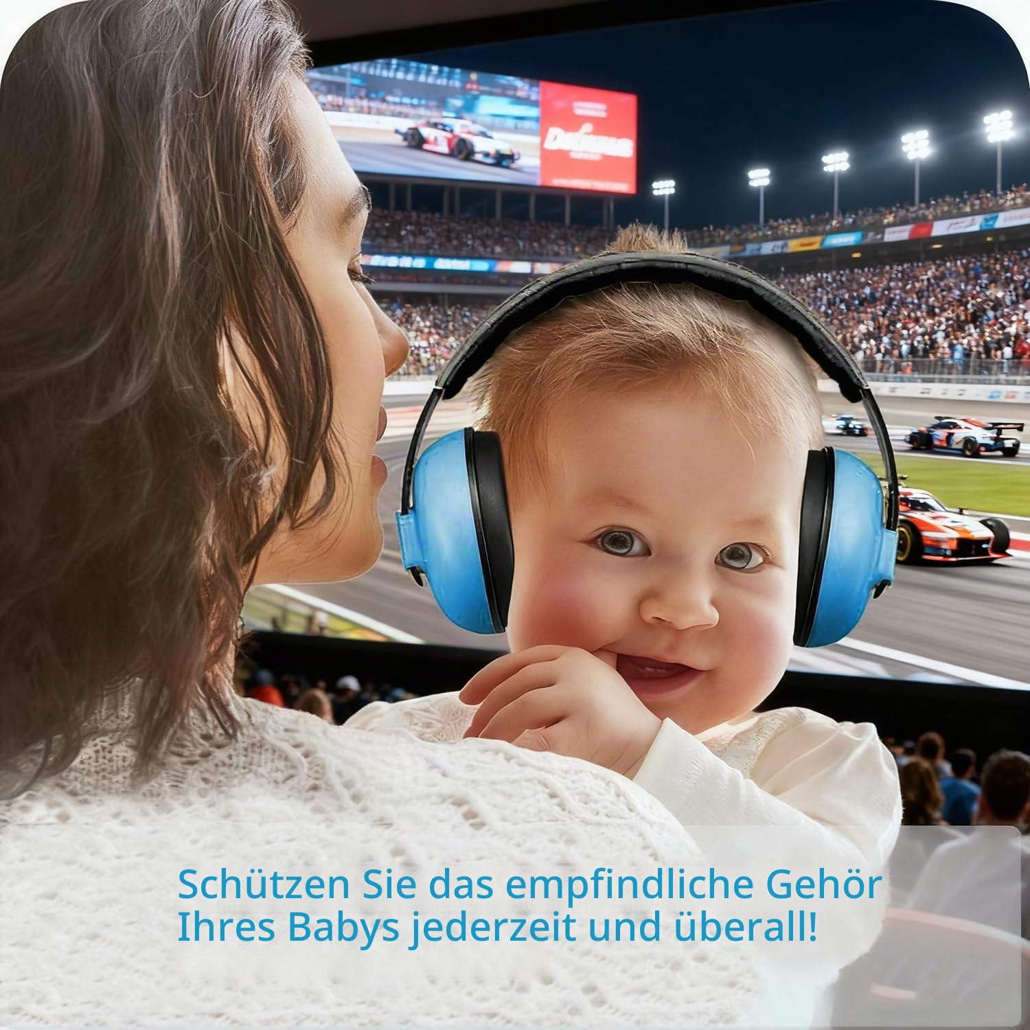 Baby Gehörschutz Kopfhörer 0-24 Monate – Lärmschutz Ohrenschützer, verstellbar & rutschfest, druckfrei für Flugzeug, Schlafen, Feuerwerk & Alltag