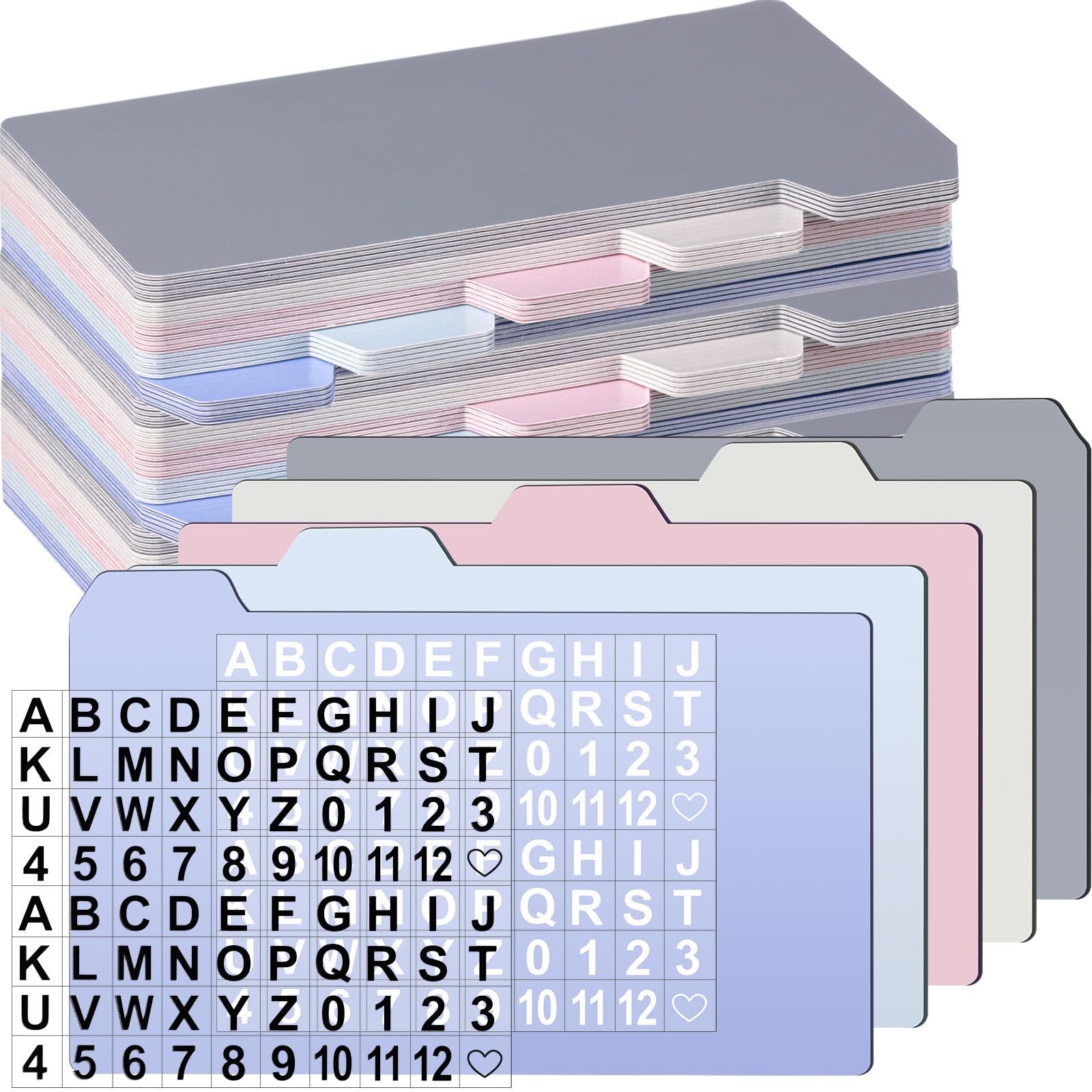 Harloon 50 Stück 12,7 x 20,3 cm Karteikarten-Trennblätter mit 2 Zahlen-Alphabet-Aufkleber mit Register, trocken abwischbare Karteikartenführungs-Set, Foto-Rezept-Trennblätter für Büro, Geschäft