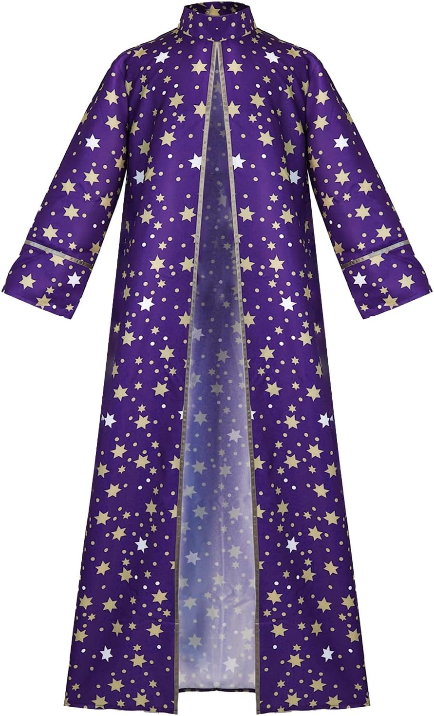 Adults Wizard Costume Wizard Cloak Stars Magician Cape and Hat Witch Cloak