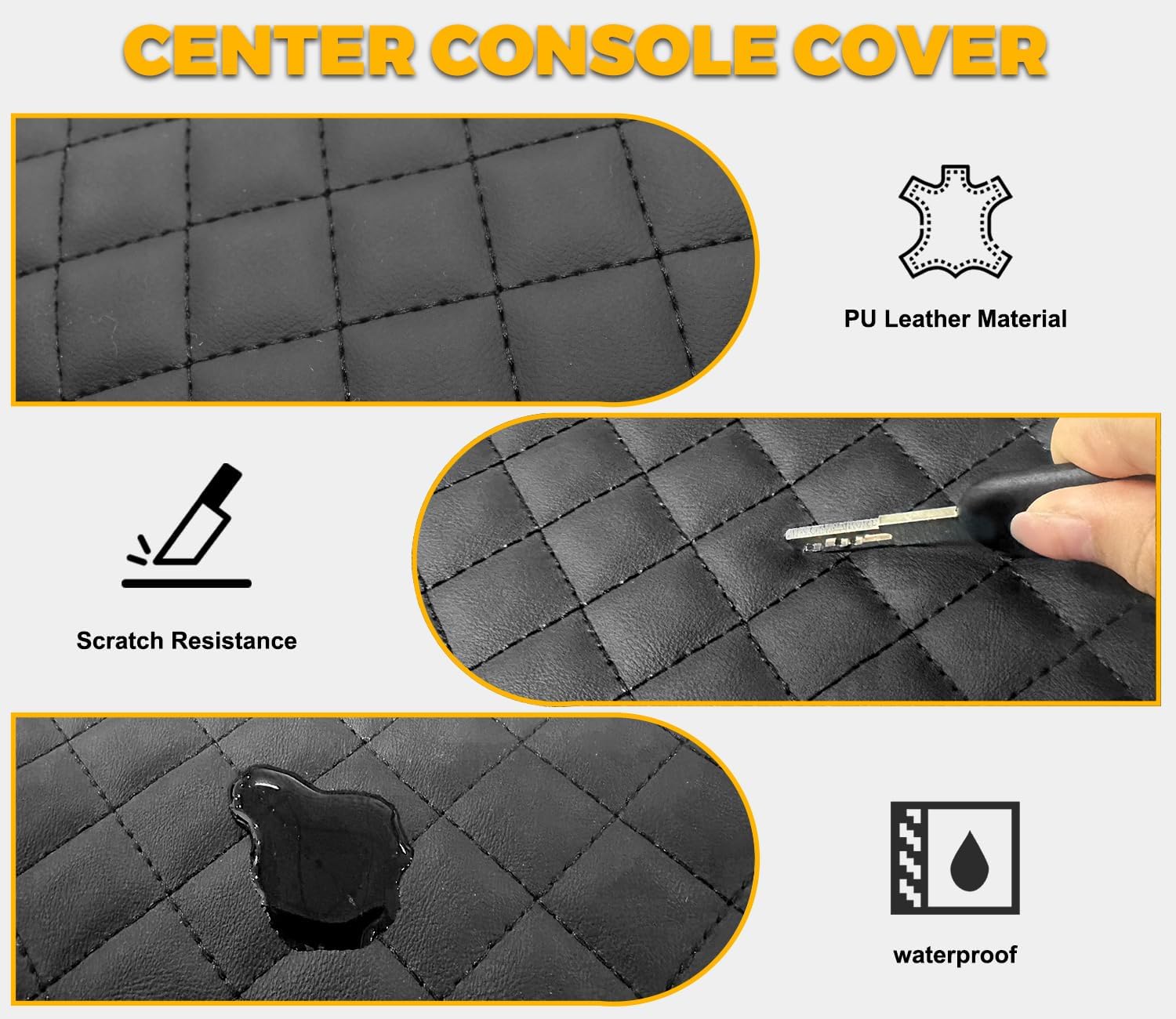 Center Console Cover for Ford Bronco 2021-2026 2/4-Door Armrest Cover Bronco Accessories Middle Console Cover Pu Leather Black (Extra Side Storage) |Pet-Claw Defense| (Not Fit For Bronco Sport)