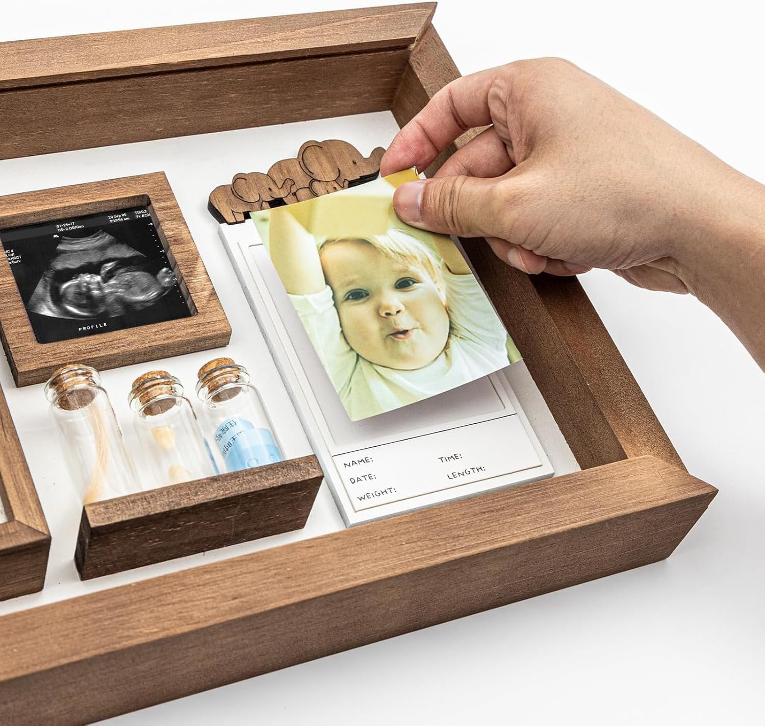 Scatola dei ricordi del bambino, kit per impronte di mani e piedi del | Scatola dei ricordi per la mamma per baby shower e registro dei piedi del bambino e impronte delle mani regalo per il primo