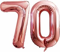 Vista 43 de GOER Globos con el número 80 para decoraciones de fiesta de cumpleaños número 80, globos de helio de aluminio jumbo de 42 pulgadas para 80 Oro rosa