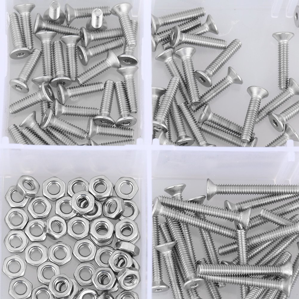 230pcs M2 304 in acciaio inox a testa piatta Viti per bulloni in metallo Kit di strumenti assortimento con scatola