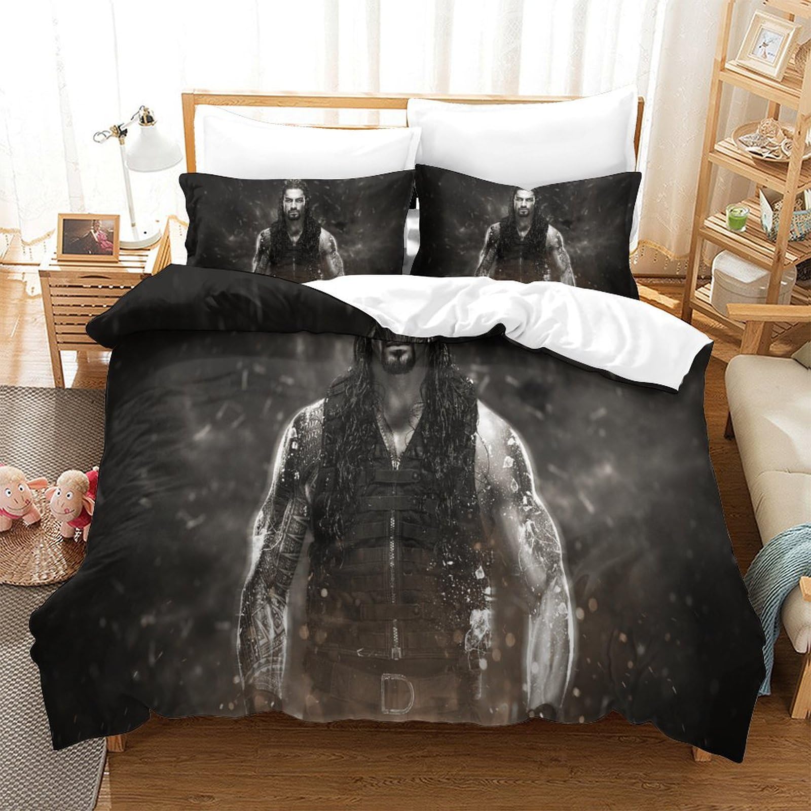 HONGBING Wrestling Quilt Cover for Teens And Adults Duvet Cover Comforter Covers 3D Print Sports Soft Microfiber with Pillow Cases with Zipper Closure Bedding Set 3 Pieces Super King（260x220cm）