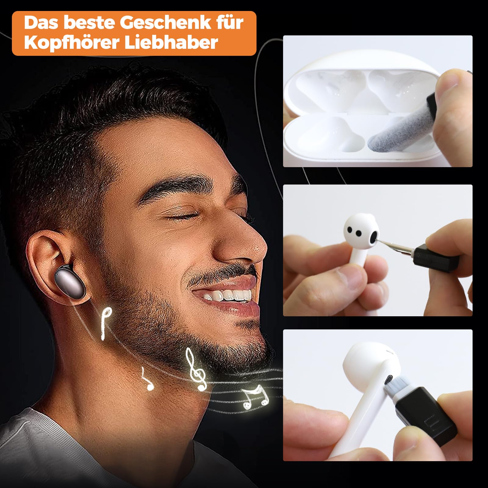 Ladeport Reinigungswerkzeuge für iPhone, JiaTeums Reinigungskits für Airpod, Handy, Reparatursätze für Laptop PC USB C Typ C Ladesteck und Lightning Datenkabel-Schwarz
