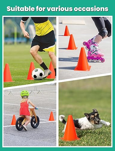 Miniatura 6 de GHB Soccer Cones 7" 9" of 12 24 Pack Disc Soccer Sport Cones Training Field Marker Agility Cones for Basketball, Coaching, Practice Equipment