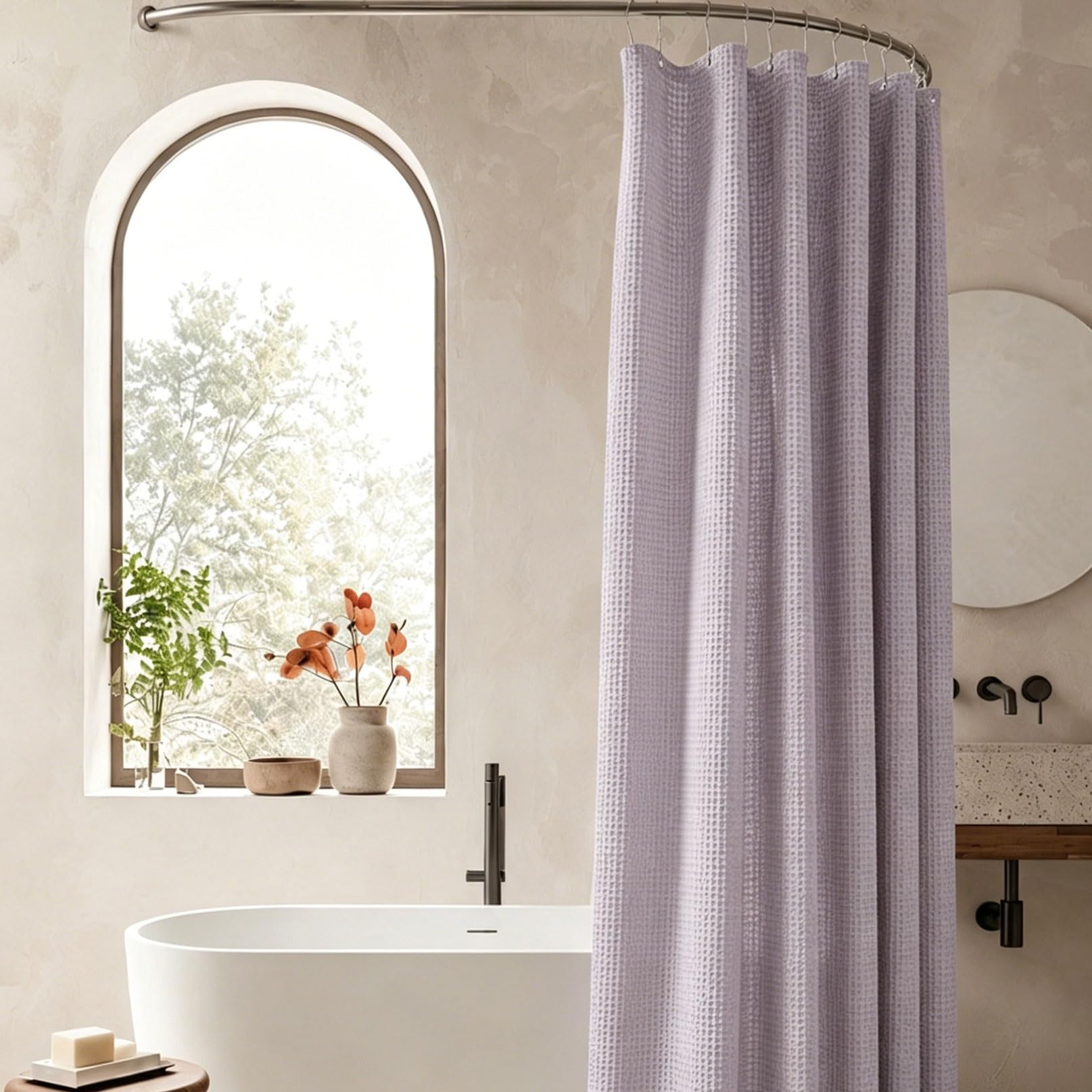 RCYONGQ Shower Curtain for Bathroom Mould Proof and Mildew Resistant, Waterproof Bathroom Curtains Includes 12 Pcs Curtain Hooks, Quick-Drying, 230g/㎡ for Bathroom Wet Room Tub(Purple,200x240cm)