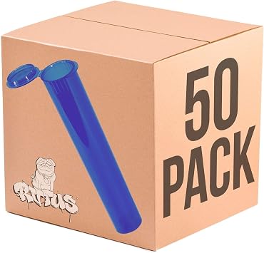 Tubes - 109 MM, 50 Pack, Squeeze Top, Child Proof and Air-Tight Lid, Eco-Friendly BPA-Free Plastic Container Blue