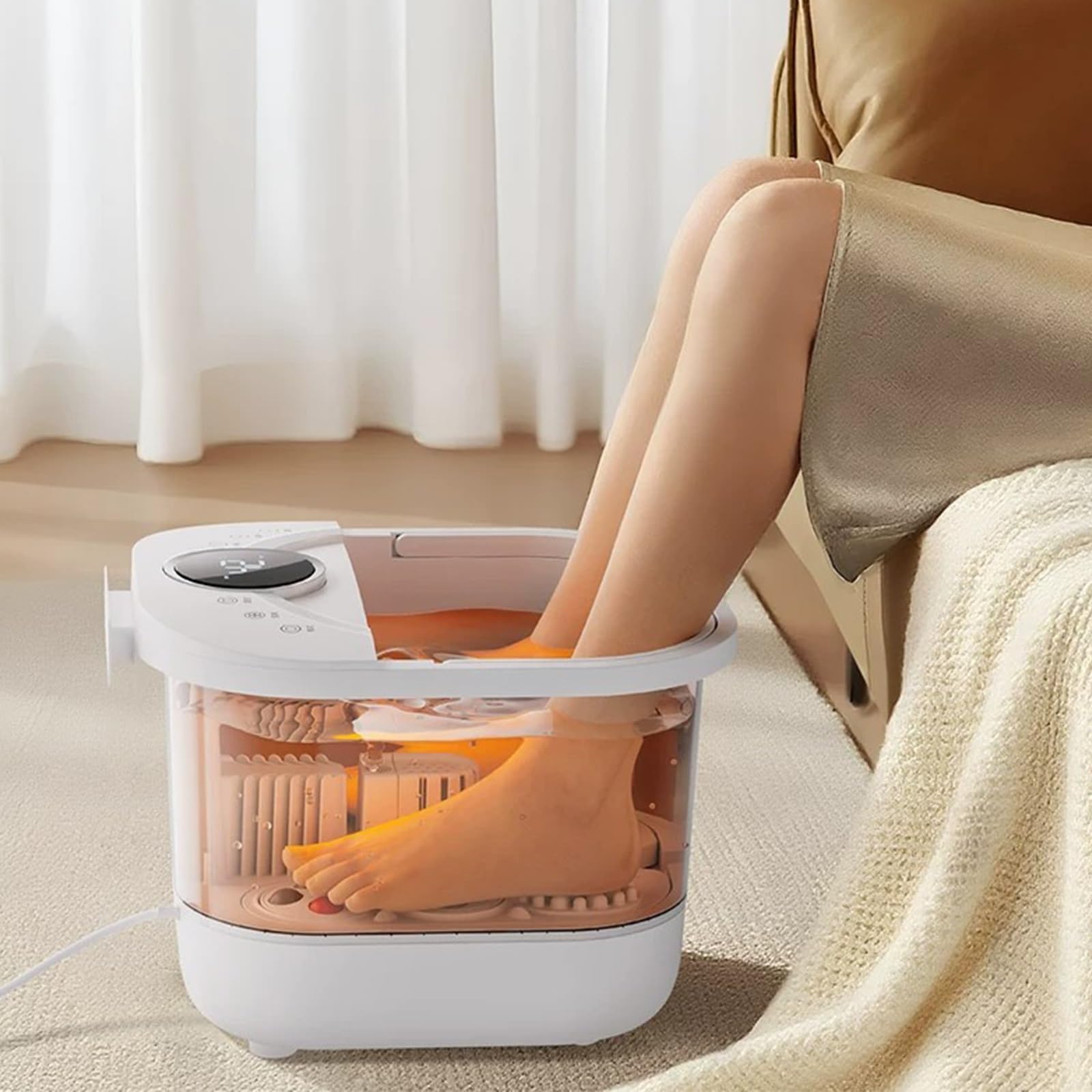 Vasca for Pediluvio, Controllo Della Temperatura Costante Regolabile | Rulli Massaggianti Rimovibili, Design A Drenaggio Rapido, Cavo Alimentazione 1,7 Metri(Electric)