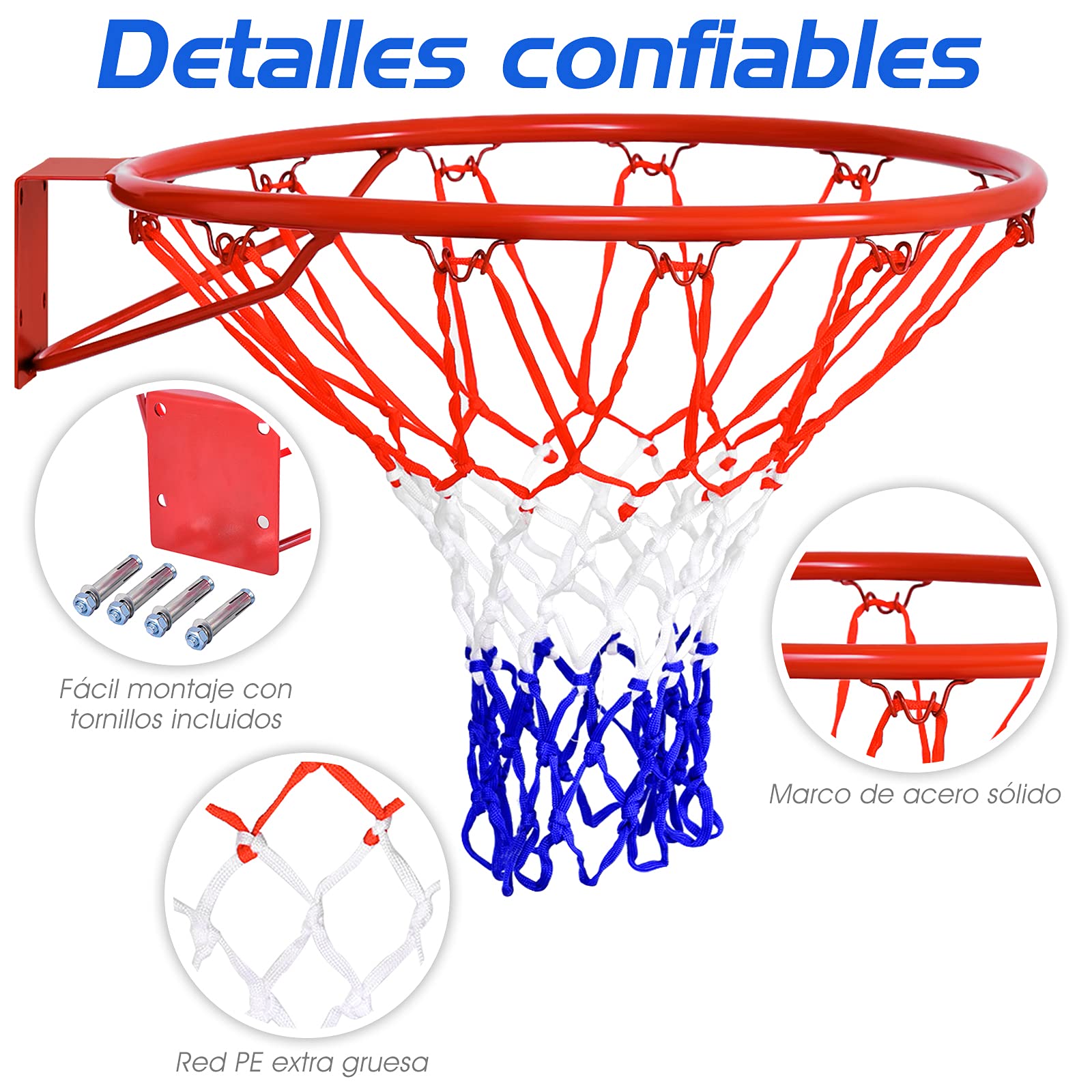 COSTWAY Ø 45 cm Canasta de Baloncesto con Red, Marco de Acero y Red de Nylón, Canasta Baloncesto Pared, Juguete para Interior y Exterior (Estilo 2)