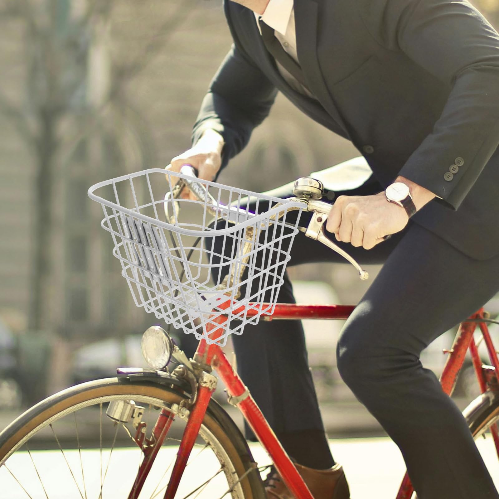 ifundom Fahrradkorb Frontkorb für Elektrofahrrad Robuster Metallkorb Weiß Kompatibel Multifunktional für Transport von Lebensmitteln und Haustierbedarf