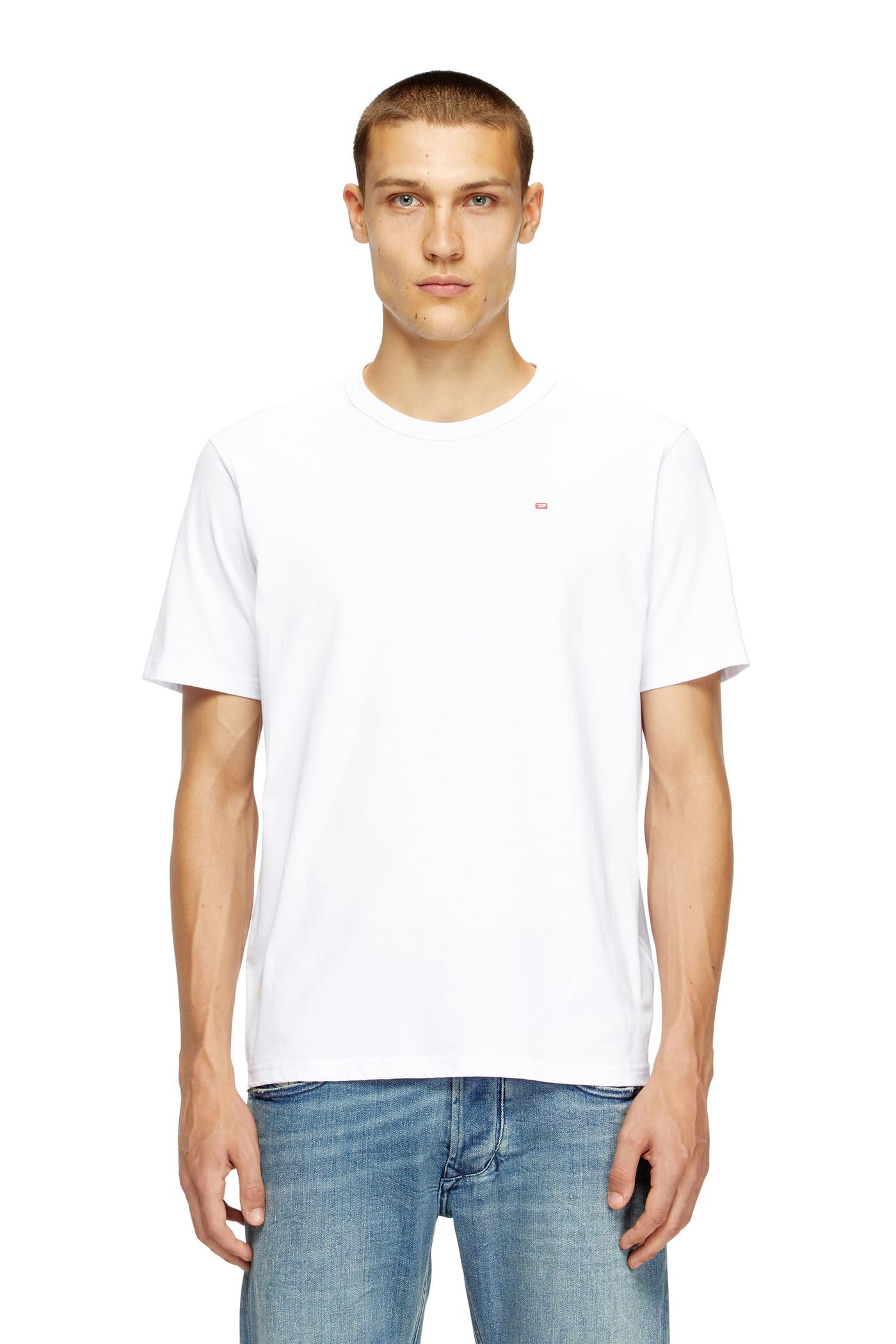 Diesel Unisex White - T-Shirt With Micro-Embroidered Logo - T-Shirts Medium