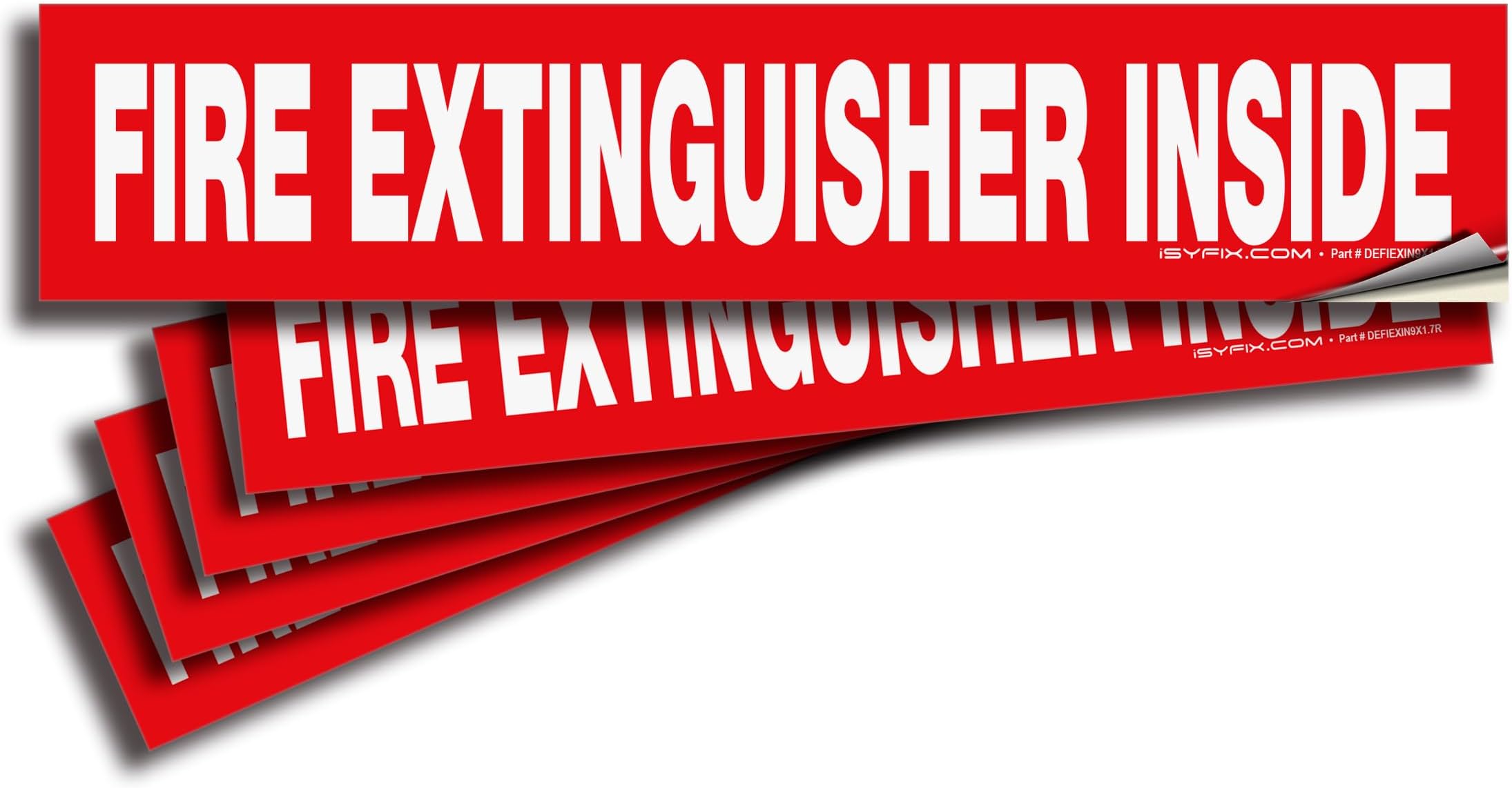 iSYFIXFire Extinguisher Inside Sticker Sign – 5 Pack 9x1.7 Inch – Self-Adhesive Reflective Vinyl Decals, Laminated UV, Weather, Scratch, Fade Resistance, for Cars, Trucks, Trailers & Vehicles