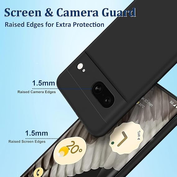 Silicone Case for Google Pixel 7 5G, Soft-Touch, Shockproof, DustProof, Protective Phone Cover for Google Pixel 7 5G Black