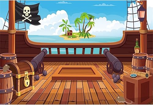 dnldliq 10x8ft Vintage Pirate Ship Backdrop Wooden Barrels O